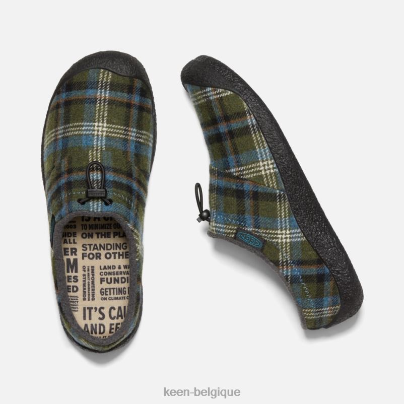 DLLD6292 Keen nouvelle diapositive Howser III vert à carreaux-noir en vedette