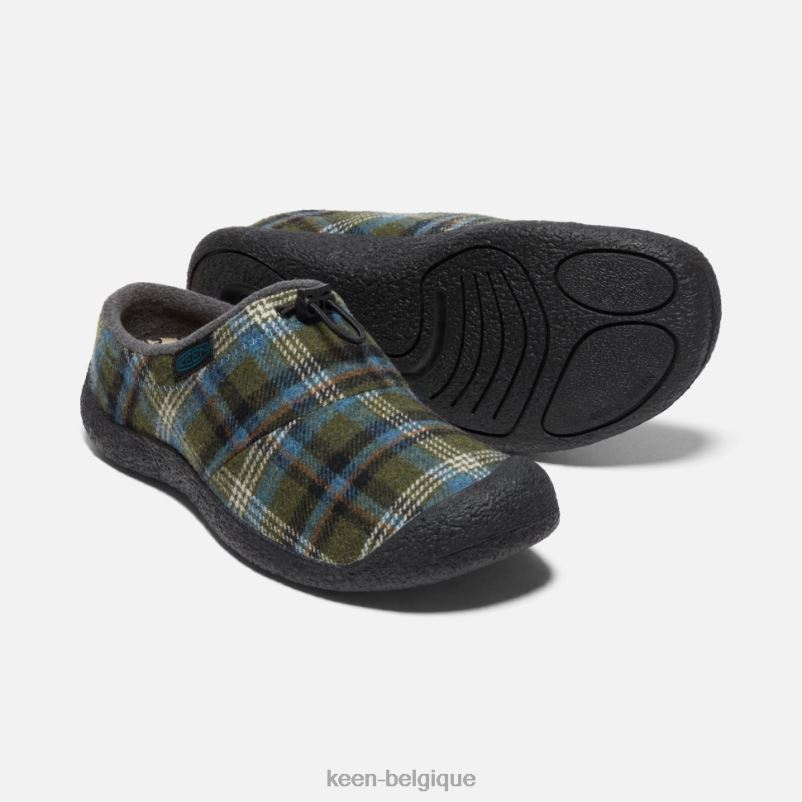 DLLD6292 Keen nouvelle diapositive Howser III vert à carreaux-noir en vedette