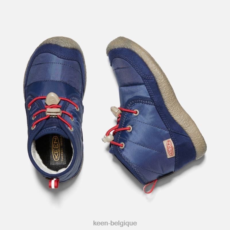 DLLD6311 Keen Chukka imperméable Young\' Howser II Tapis bleu profond-rouge en vedette