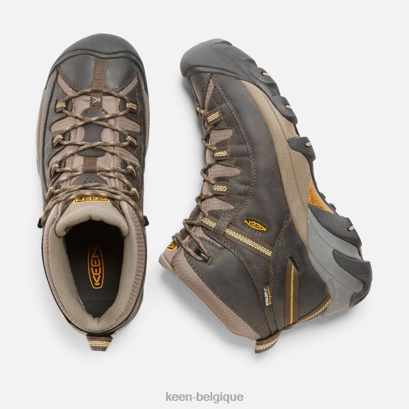 DLLD6250 Keen bottes de randonnée mi-hautes imperméables targhee ii noir jaune olive en vedette