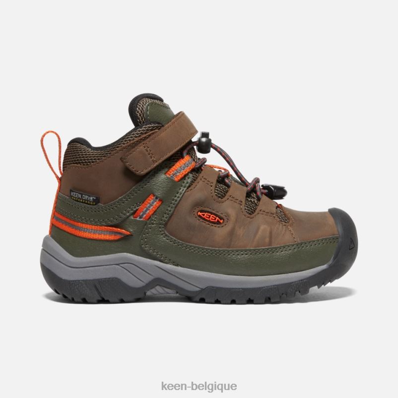 DLLD6284 Keen bottes de randonnée imperméables Targhee pour jeunes nuit sombre terre-forêt enfants