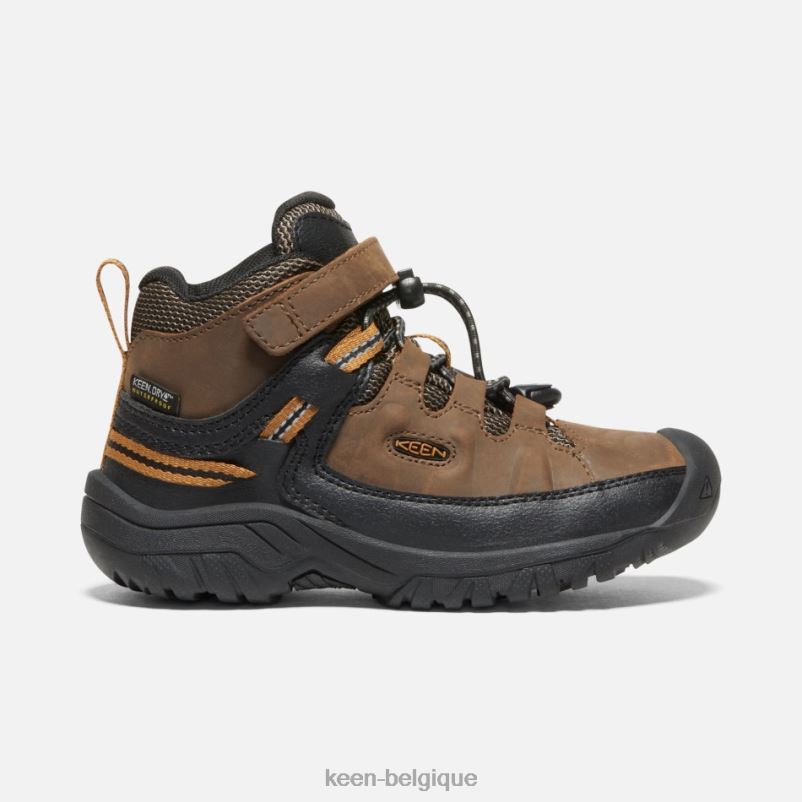 DLLD6285 Keen bottes de randonnée imperméables Targhee pour jeunes brun terre foncé-doré enfants