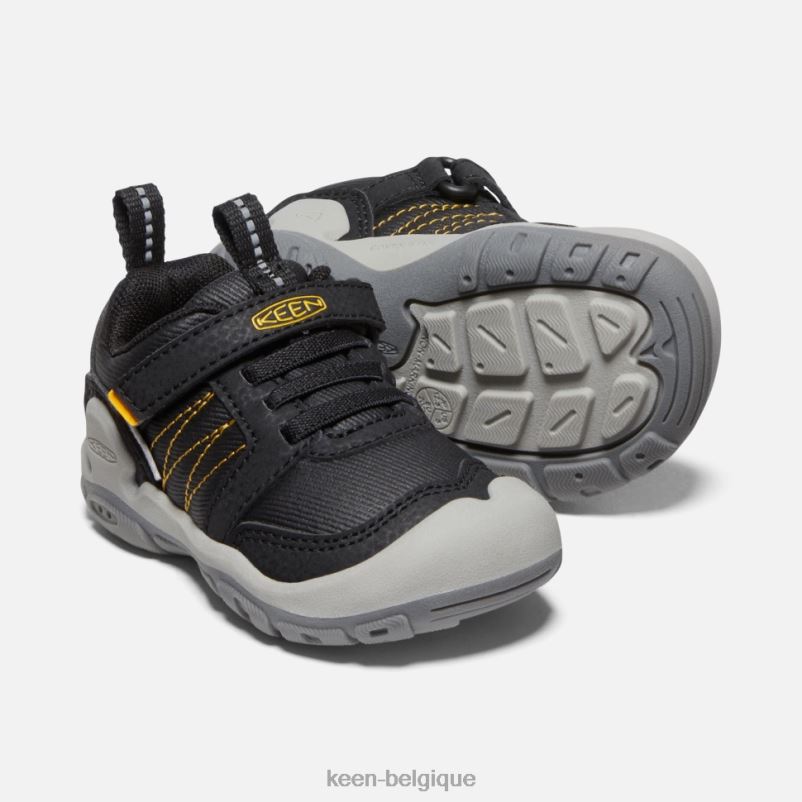 DLLD6553 Keen sneaker à pointe nouée pour tout-petits noir-jaune jaune noir vif enfants