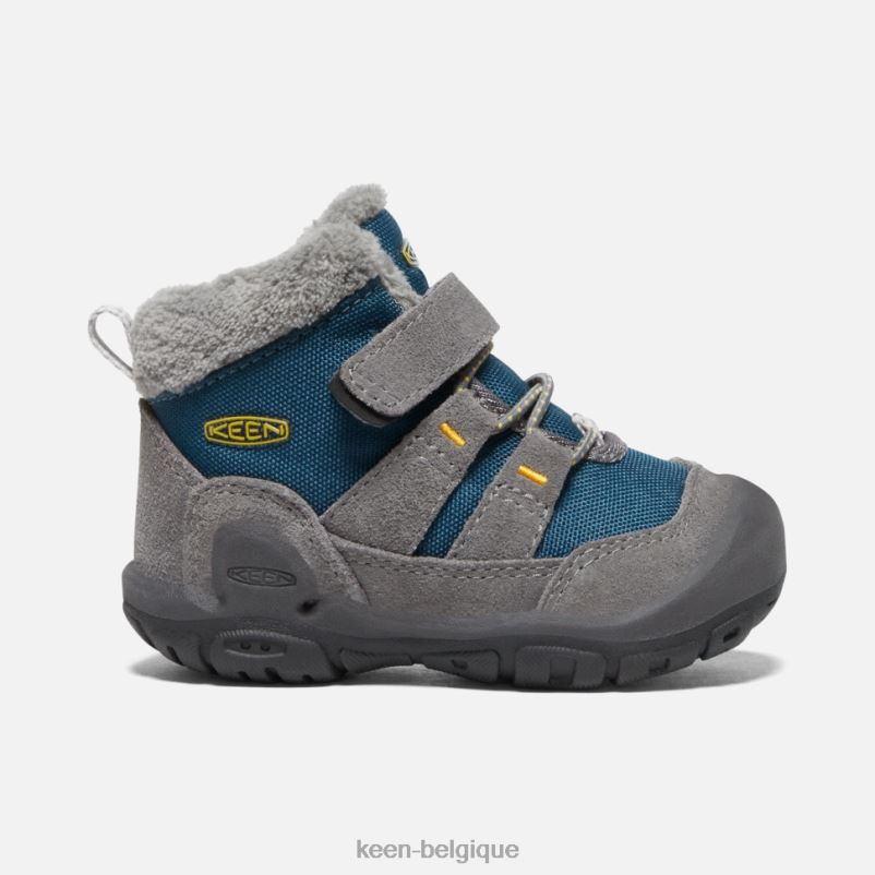 DLLD6555 Keen chukka à nœuds pour tout-petits gris acier-bleu sarcelle à ailes enfants