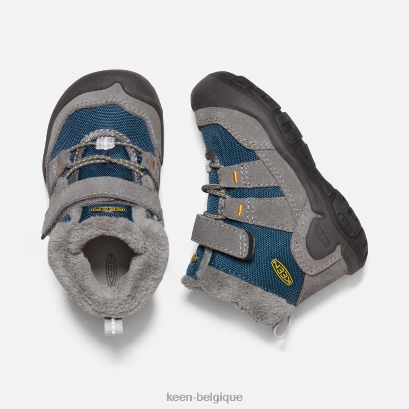 DLLD6555 Keen chukka à nœuds pour tout-petits gris acier-bleu sarcelle à ailes enfants
