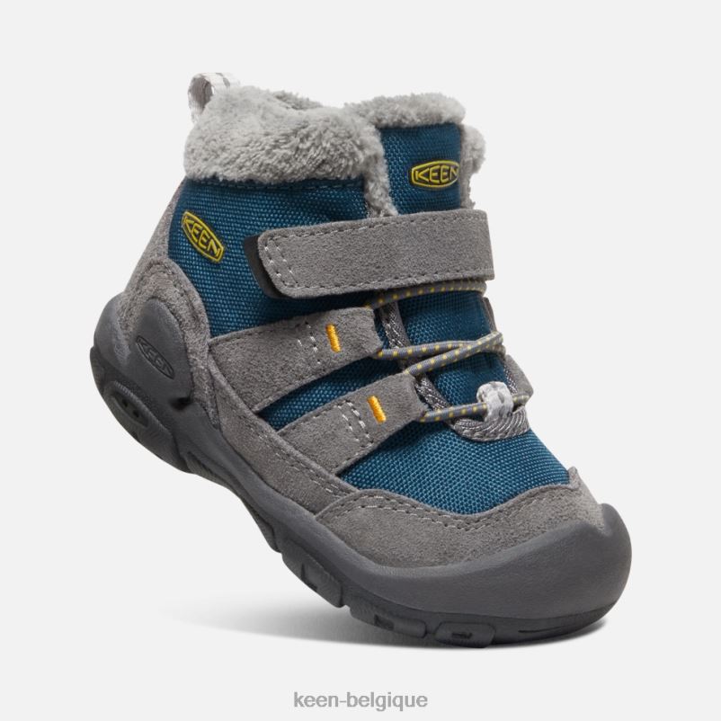 DLLD6555 Keen chukka à nœuds pour tout-petits gris acier-bleu sarcelle à ailes enfants