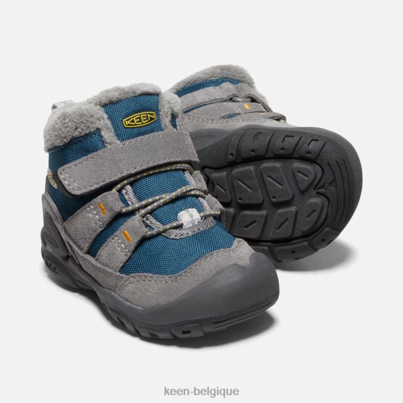 DLLD6555 Keen chukka à nœuds pour tout-petits gris acier-bleu sarcelle à ailes enfants