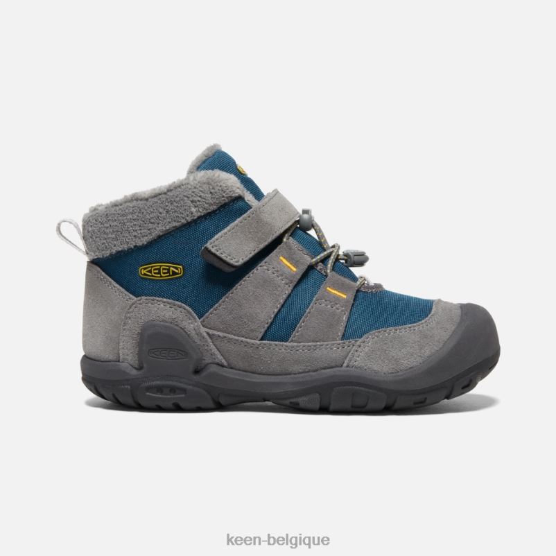 DLLD6558 Keen Chukka à gros nœud bleu sarcelle d'aile gris-bleu acier enfants