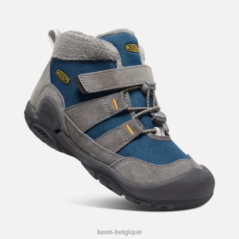 DLLD6558 Keen Chukka à gros nœud bleu sarcelle d\'aile gris-bleu acier enfants