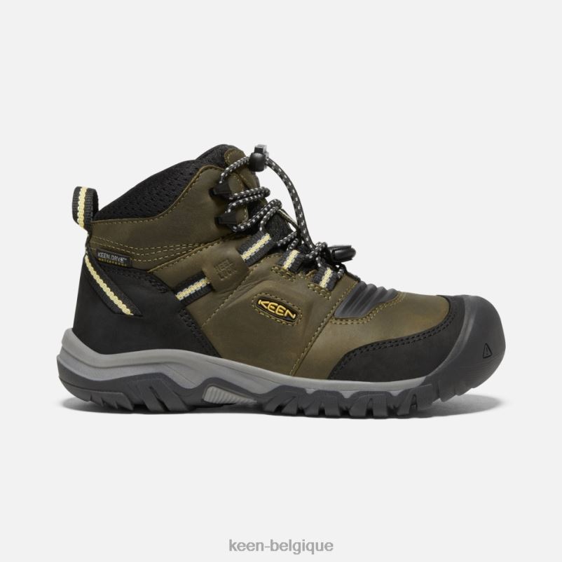 DLLD6580 Keen botte imperméable big' ridge flex citron vert olive foncé enfants