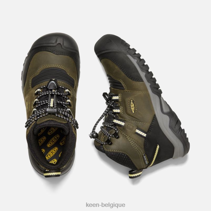 DLLD6580 Keen botte imperméable big\' ridge flex citron vert olive foncé enfants