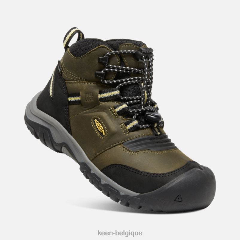 DLLD6580 Keen botte imperméable big\' ridge flex citron vert olive foncé enfants