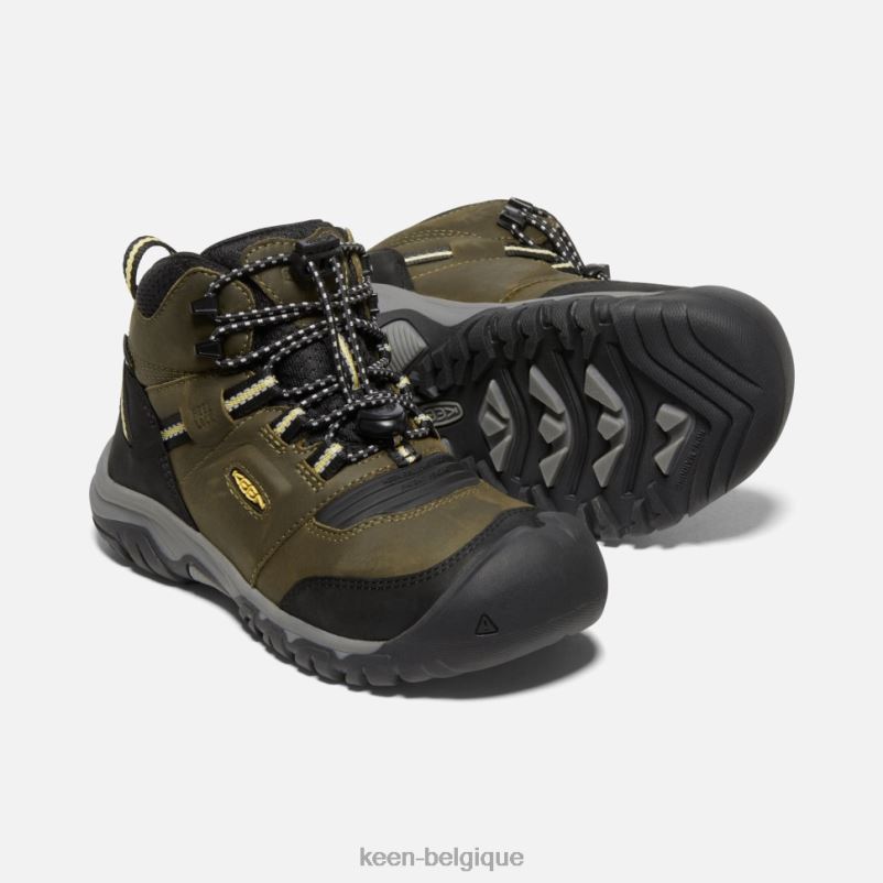 DLLD6580 Keen botte imperméable big\' ridge flex citron vert olive foncé enfants