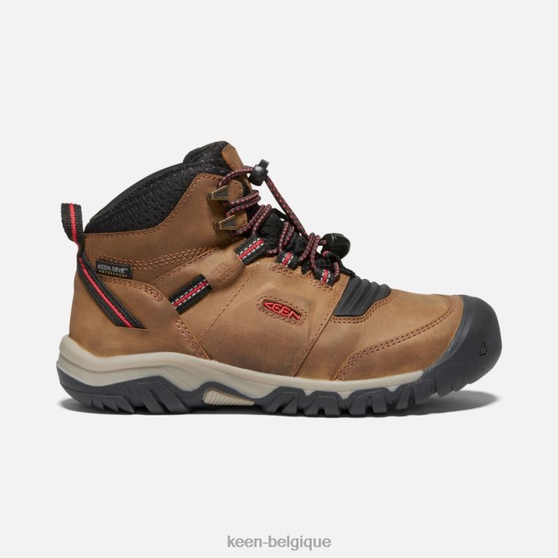 DLLD6602 Keen botte imperméable big' ridge flex tapis rouge bison enfants