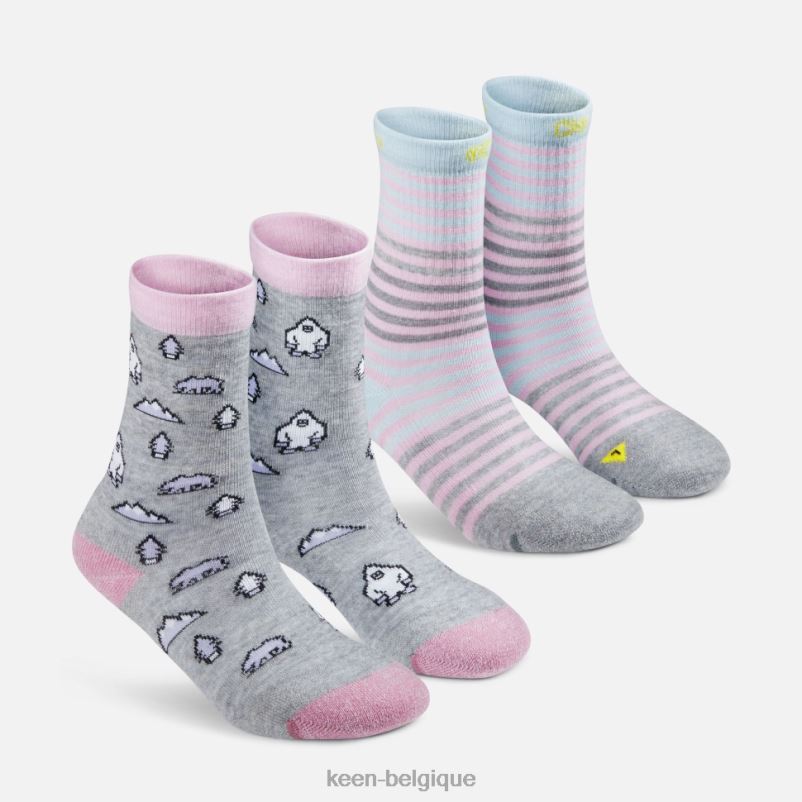 DLLD6419 Keen lot de 2 chaussettes confortables impression de plumes de yéti enfants