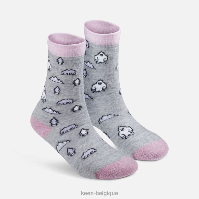 DLLD6419 Keen lot de 2 chaussettes confortables impression de plumes de yéti enfants
