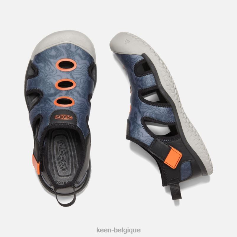 DLLD6595 Keen grande sandale galuchat noir-orange sécurité enfants