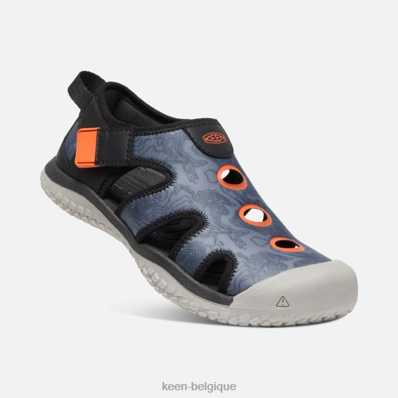 DLLD6595 Keen grande sandale galuchat noir-orange sécurité enfants