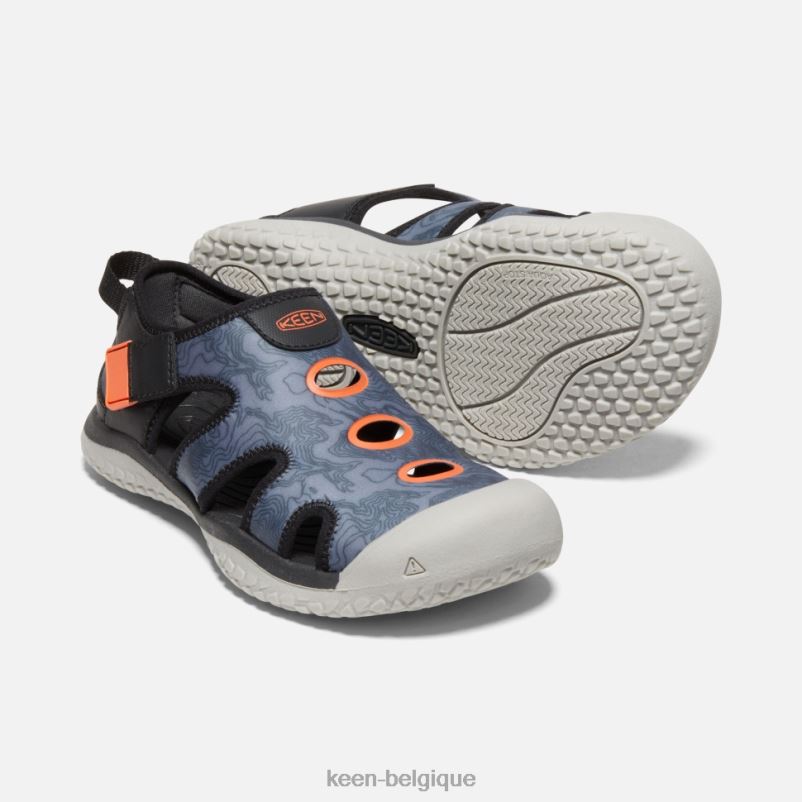 DLLD6595 Keen grande sandale galuchat noir-orange sécurité enfants