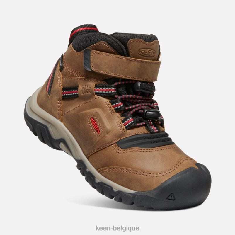 DLLD6609 Keen botte imperméable Little\' Ridge Flex tapis rouge bison enfants