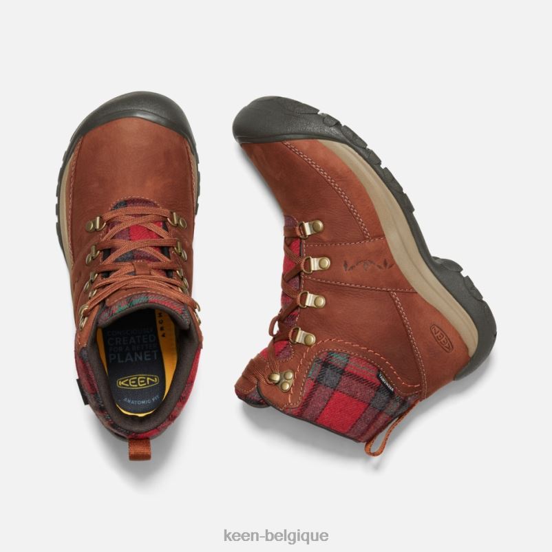 DLLD6190 Keen botte imperméable d\'hiver kaci iii plaid rouge écaille de tortue femmes
