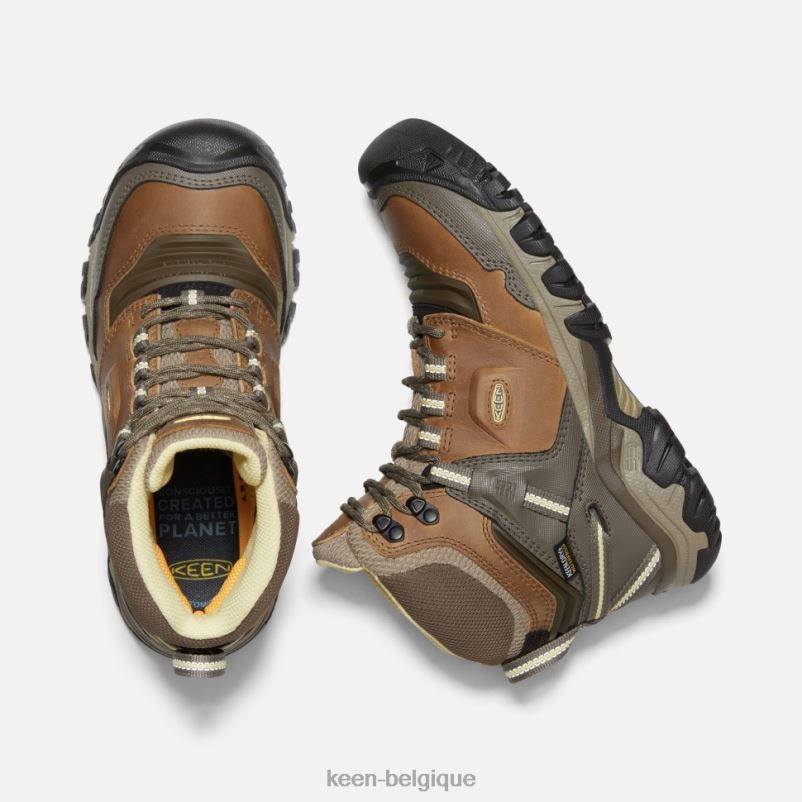 DLLD6337 Keen botte imperméable Ridge Flex crème-safari femmes