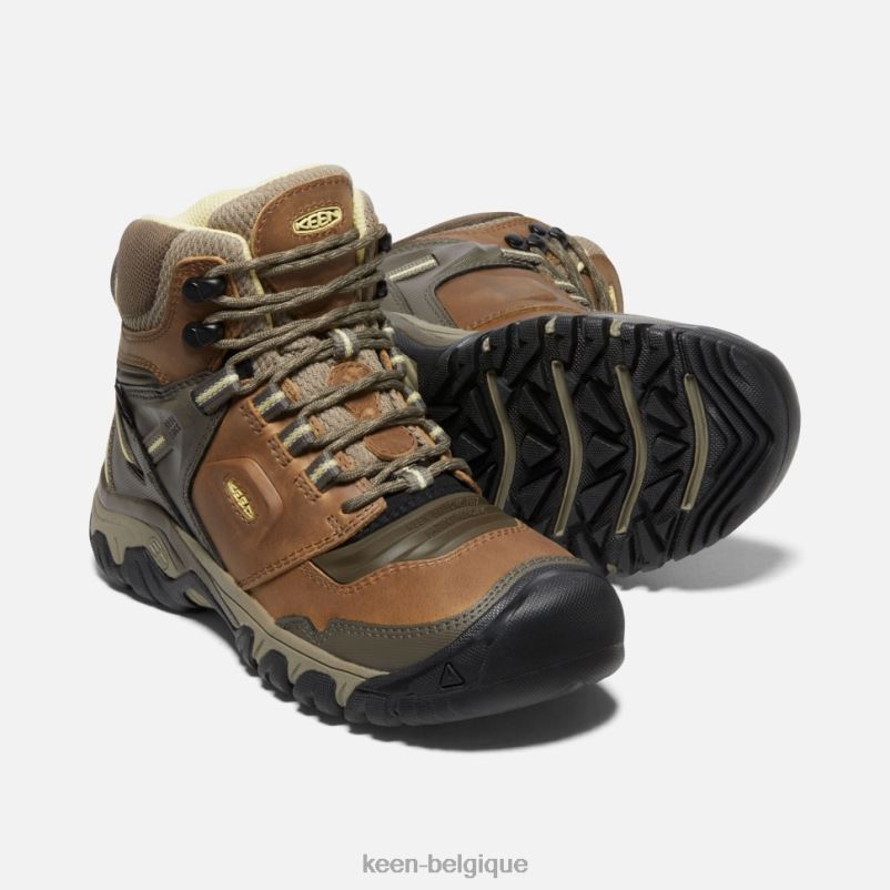 DLLD6337 Keen botte imperméable Ridge Flex crème-safari femmes