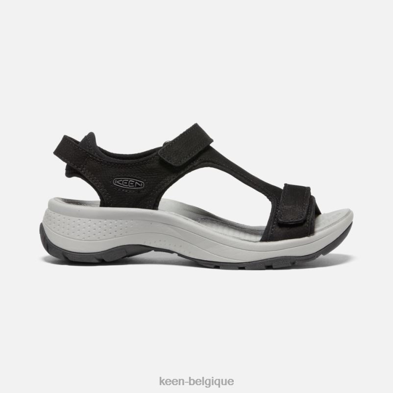 DLLD6112 Keen sandales en cuir à bride en T astoria west Cuir noir femmes