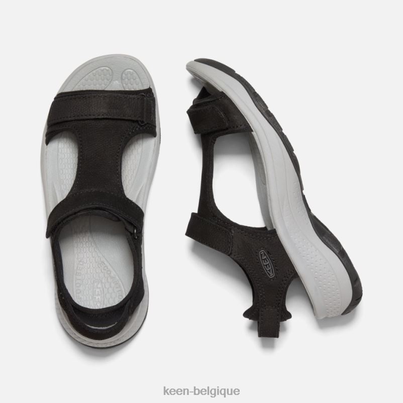 DLLD6112 Keen sandales en cuir à bride en T astoria west Cuir noir femmes