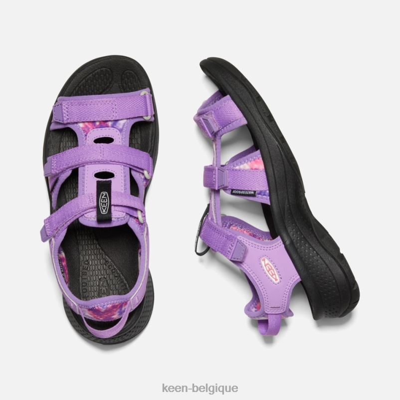 DLLD631 Keen sandales astoria west à bout ouvert Tye Dye-violet femmes