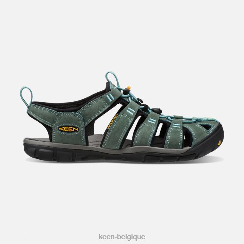 DLLD687 Keen sandales cnx en cuir clearwater bleu-jaune minéral femmes
