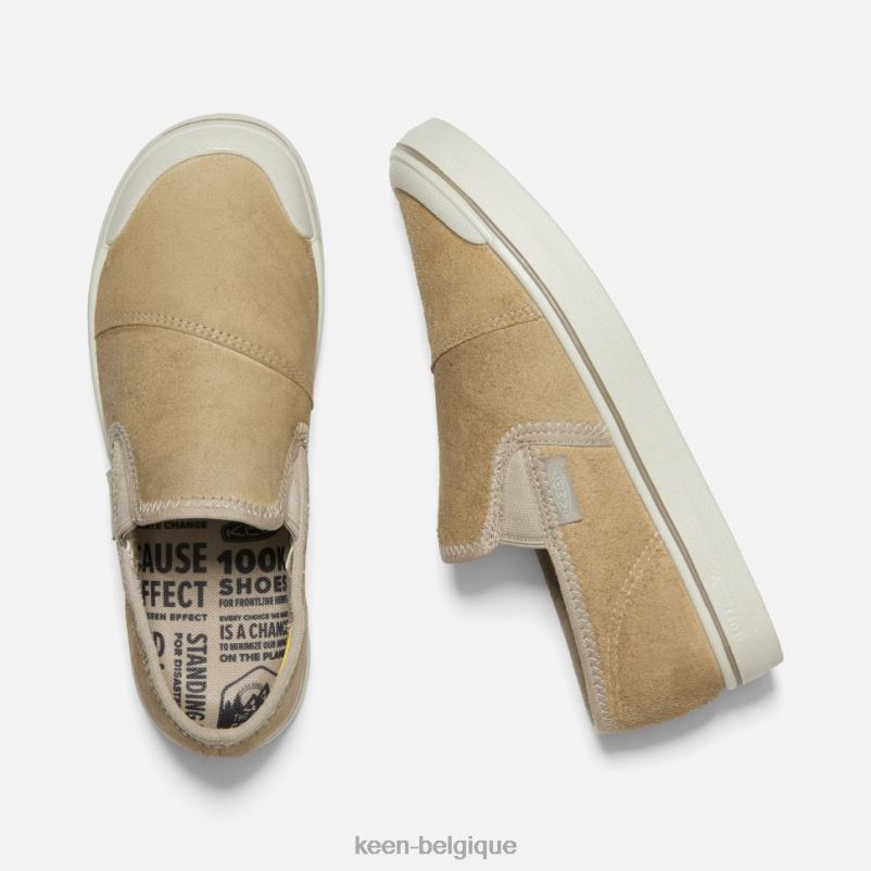 DLLD6327 Keen elsa récolte cuir slip-on bouleau beige-argenté femmes
