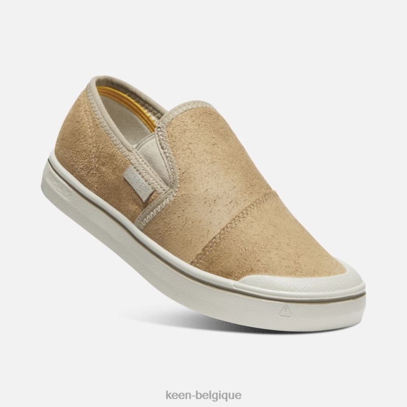 DLLD6327 Keen elsa récolte cuir slip-on bouleau beige-argenté femmes