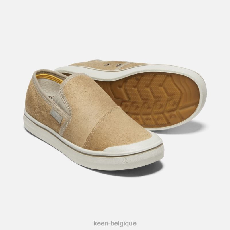 DLLD6327 Keen elsa récolte cuir slip-on bouleau beige-argenté femmes