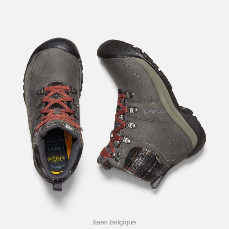 DLLD6341 Keen botte imperméable d\'hiver kaci iii plaid aimant-noir femmes