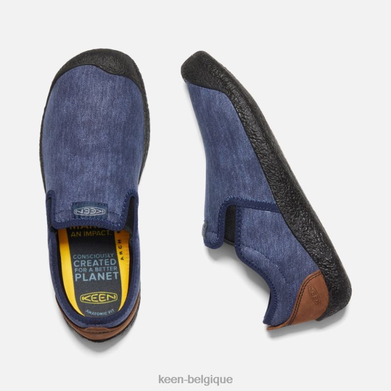 DLLD6297 Keen chaussures à enfiler en toile howser iris-bison noir Hommes