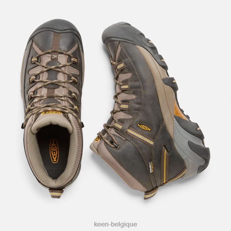 DLLD6493 Keen bottes de randonnée imperméables targhee ii mi-hautes noir jaune olive Hommes