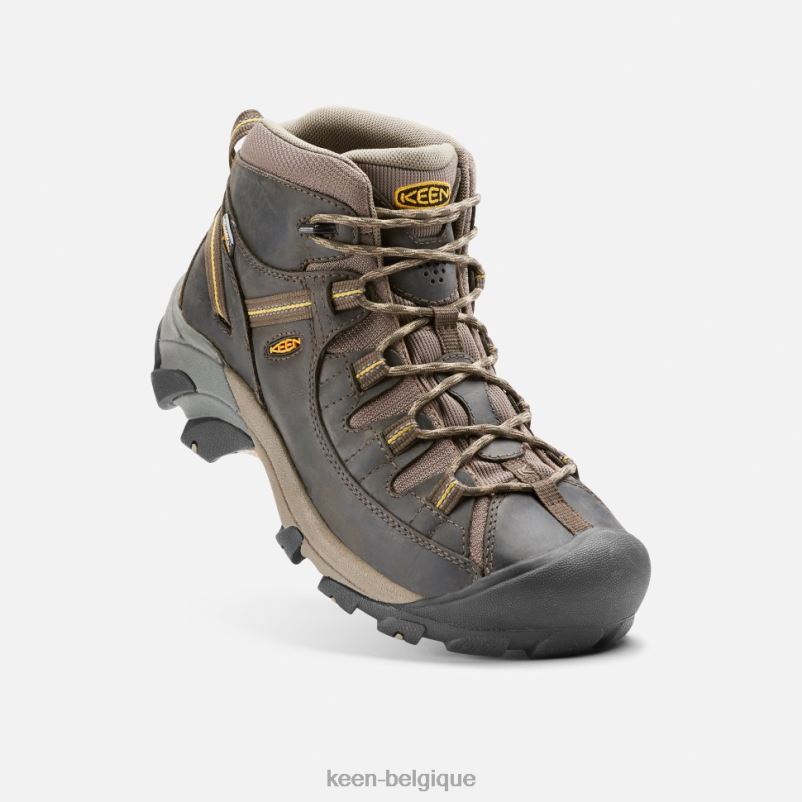 DLLD6493 Keen bottes de randonnée imperméables targhee ii mi-hautes noir jaune olive Hommes