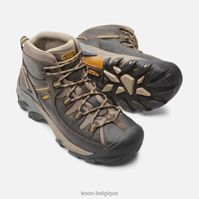 DLLD6493 Keen bottes de randonnée imperméables targhee ii mi-hautes noir jaune olive Hommes