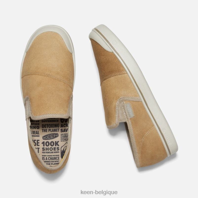 DLLD6487 Keen chaussures à enfiler en cuir Eldon Harvest bouleau beige-argenté Hommes
