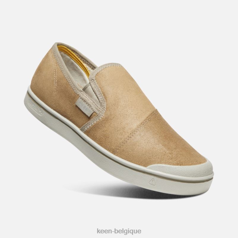 DLLD6487 Keen chaussures à enfiler en cuir Eldon Harvest bouleau beige-argenté Hommes