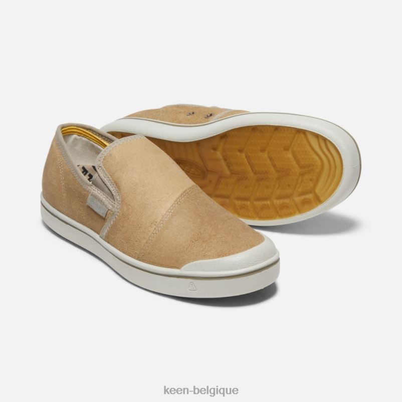 DLLD6487 Keen chaussures à enfiler en cuir Eldon Harvest bouleau beige-argenté Hommes